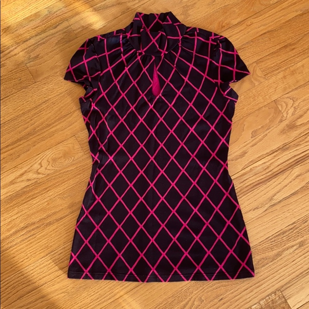 Express Black Top with Hot Pink Diamond Lattice
